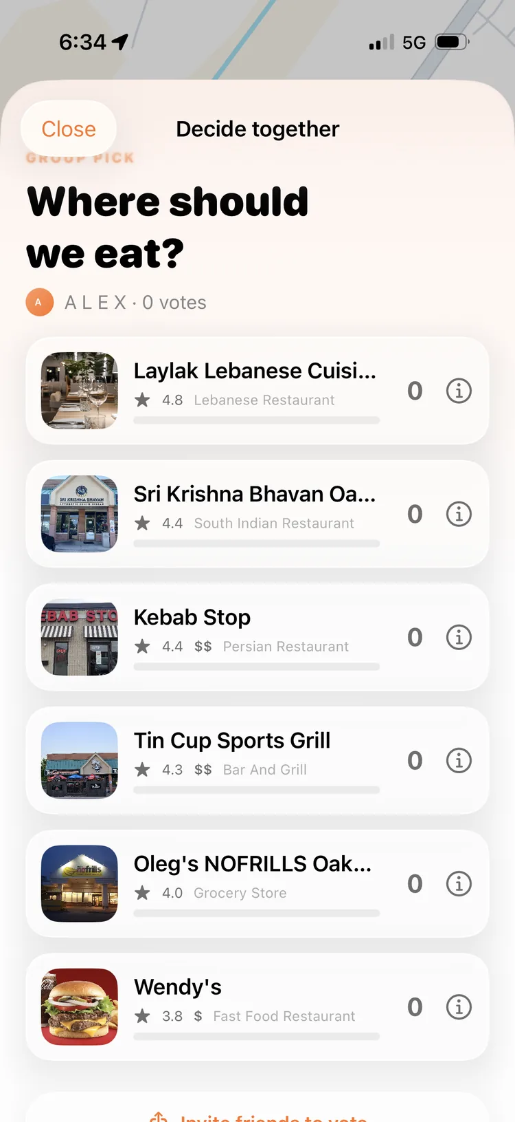Locaro group vote: where should we eat